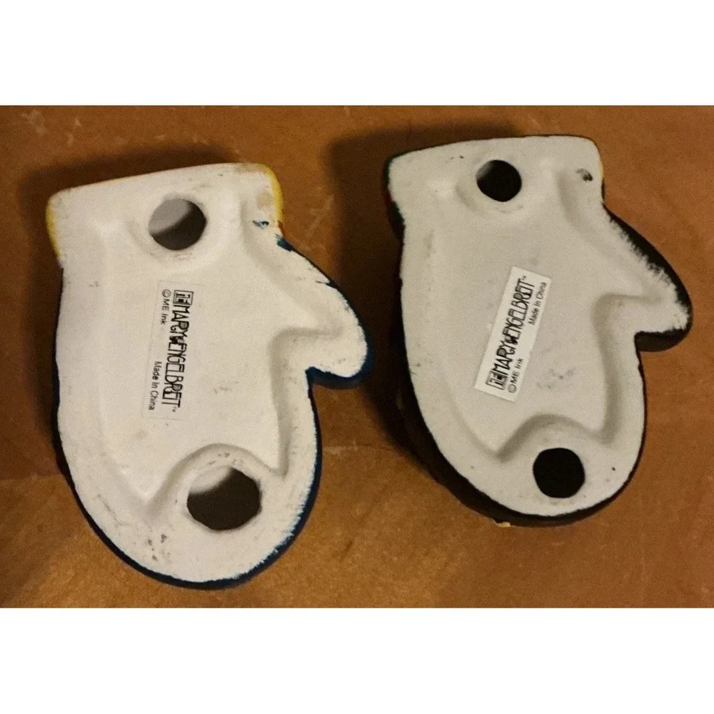 Mary Engelbreit‎ Set of 2 Mitten Shaped Tea Light Holders Winter Whimsical
